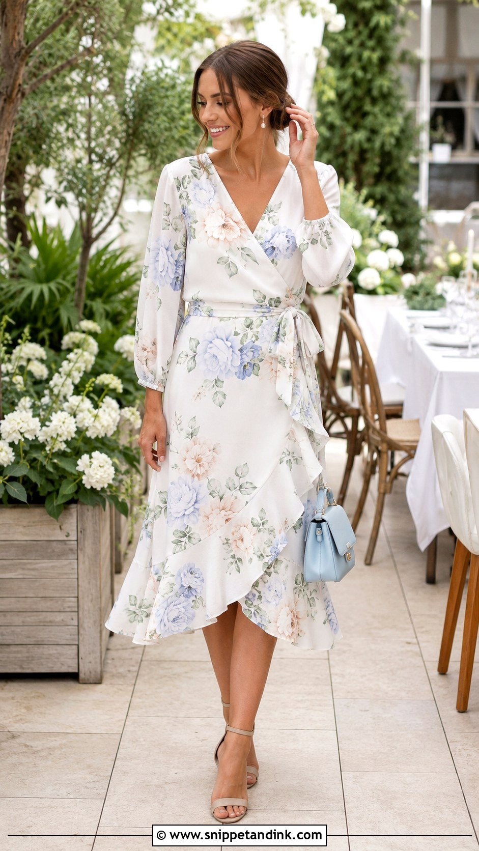 White Floral Midi Rehearsal Dinner Outfit - Snippet and Ink - 20 Bridal Rehearsal Dinner Outfit Ideas