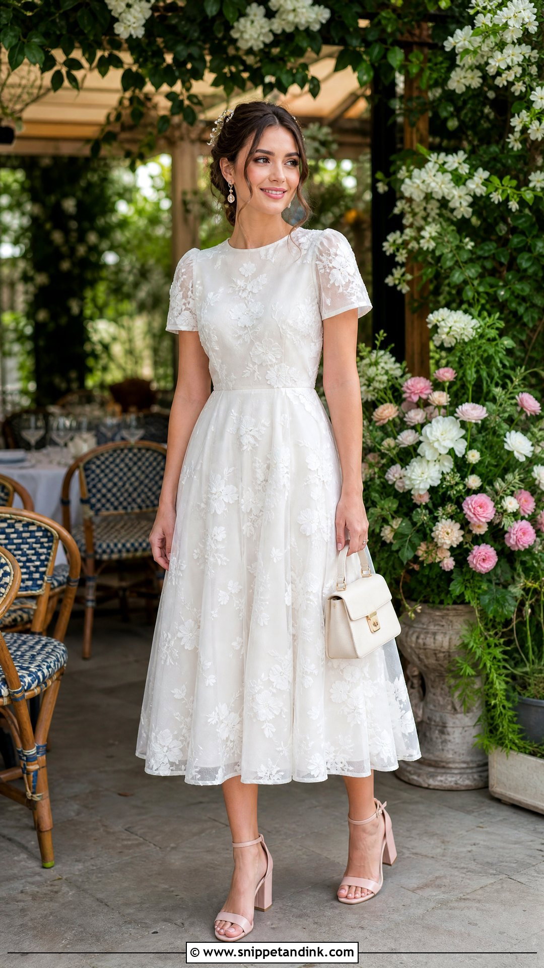 White Floral Rehearsal Dress - Snippet and Ink - 20 Rehearsal Dress for Bride Ideas