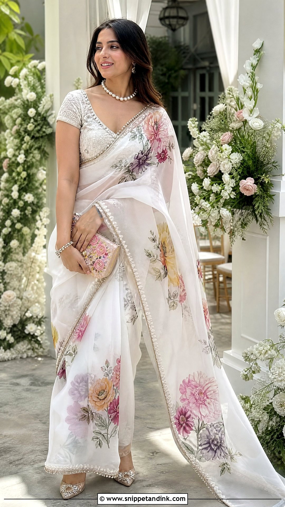 White Floral Sabyasachi Saree - Snippet and Ink - 20 Indian Bridal Wear Sabyasachi Brides Ideas