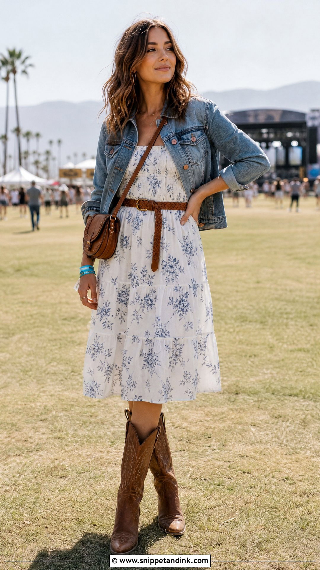 White Floral Tiered Dress With Cowboy Boots - Snippet and Ink - 20 White Dress Flowers