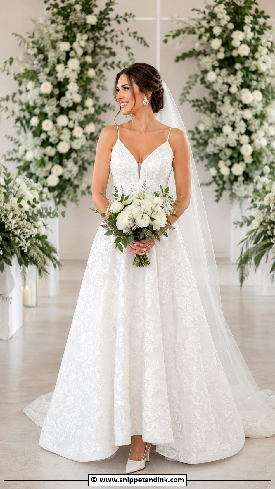 White Floral Wedding Dress - Snippet and Ink - 25 Wedding Dress Flowers