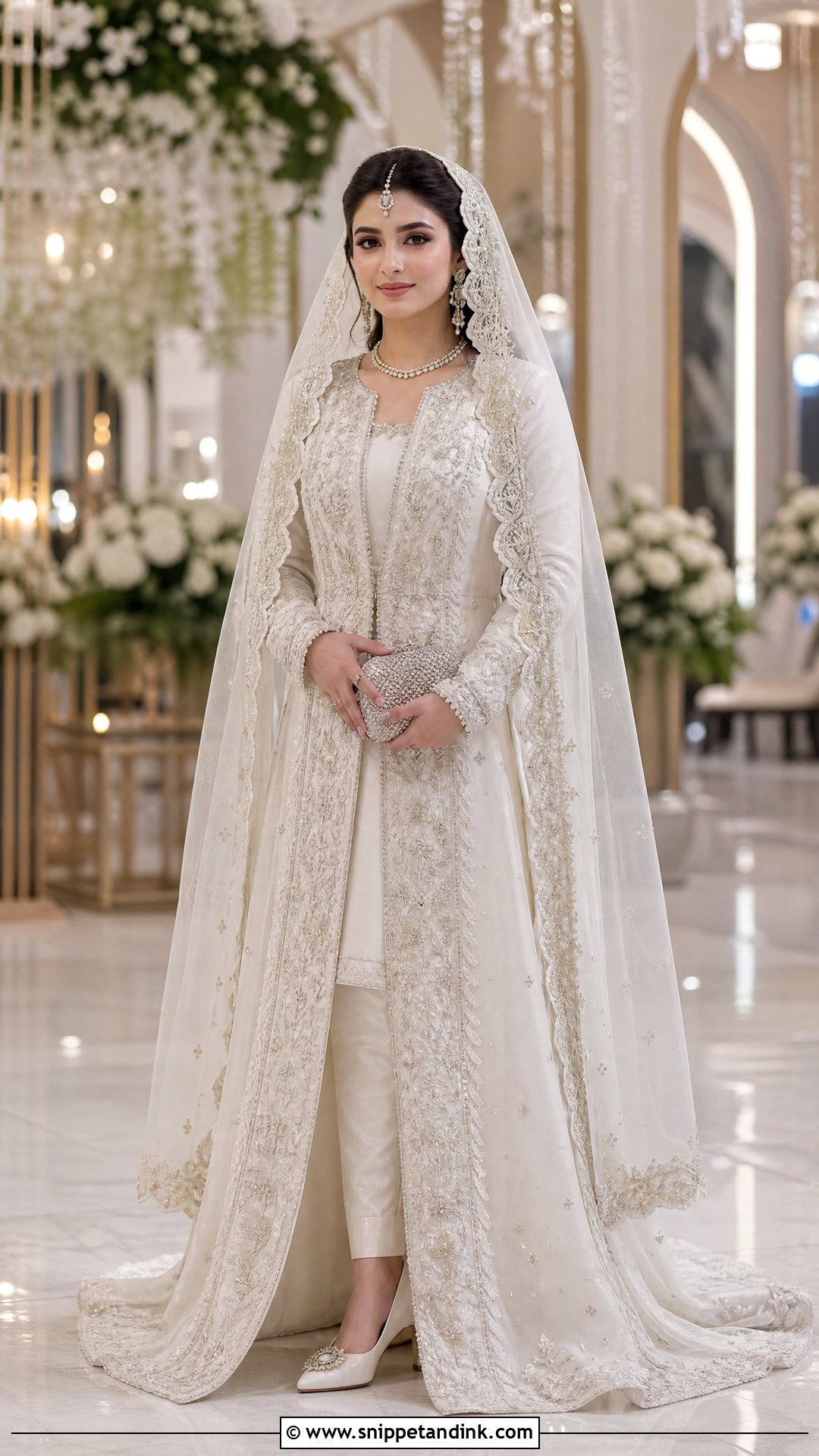 White Front Open Gown Nikah Dress - Snippet and Ink - 20 White Nikah Dress Pakistani Bridal Ideas