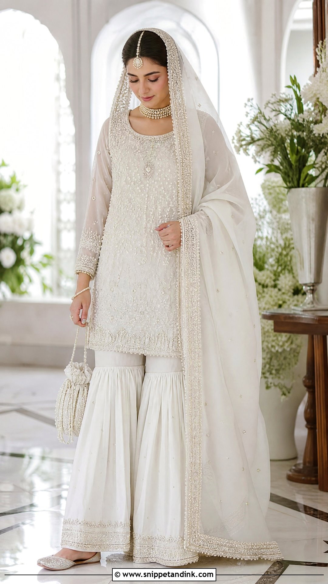 White Gharara Bridal Nikkah Dress - Snippet and Ink - 20 Bridal Nikkah Dresses