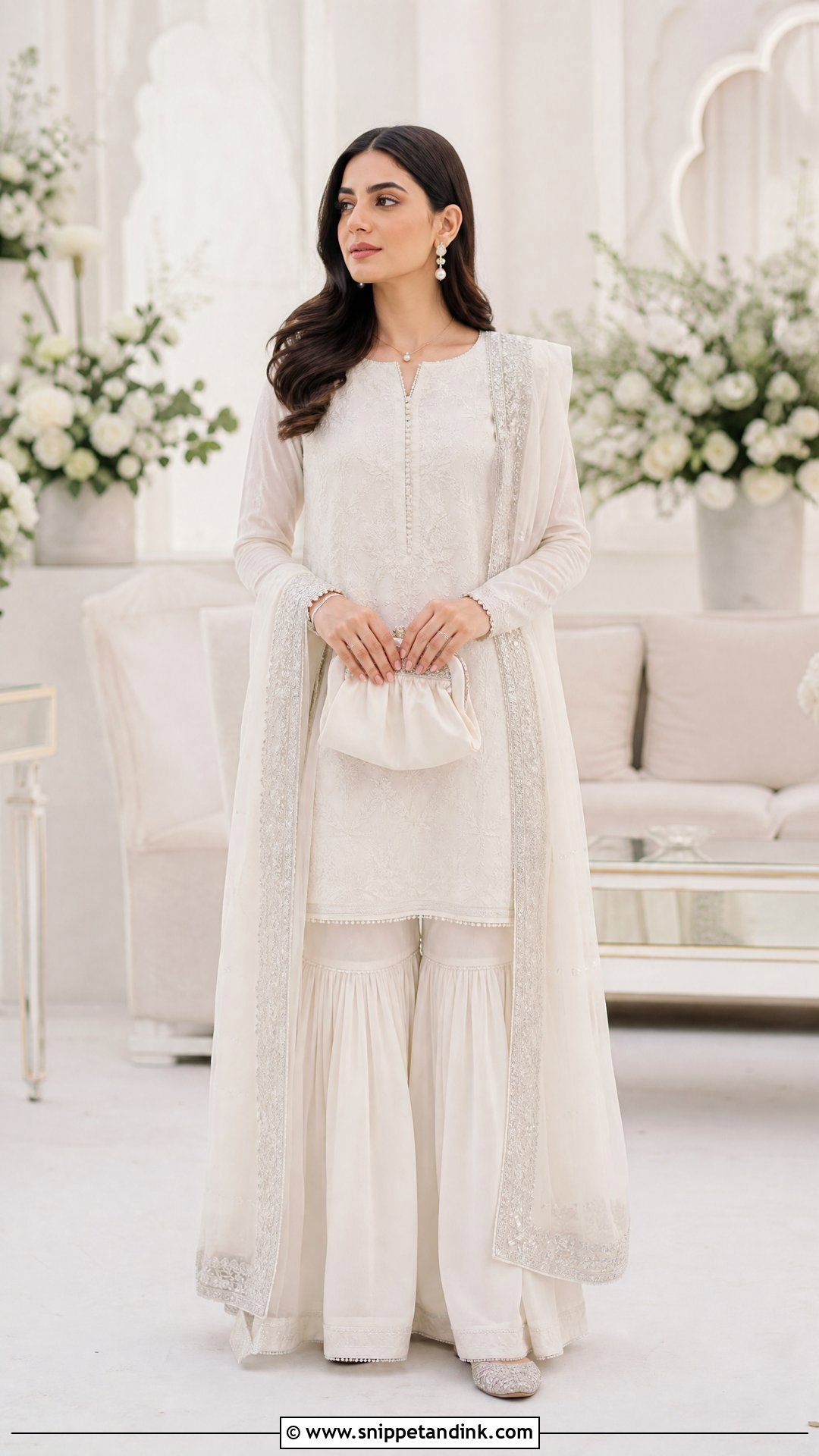 White Gharara Dress For Nikah - Snippet and Ink - 20 Pakistani Function Dresses