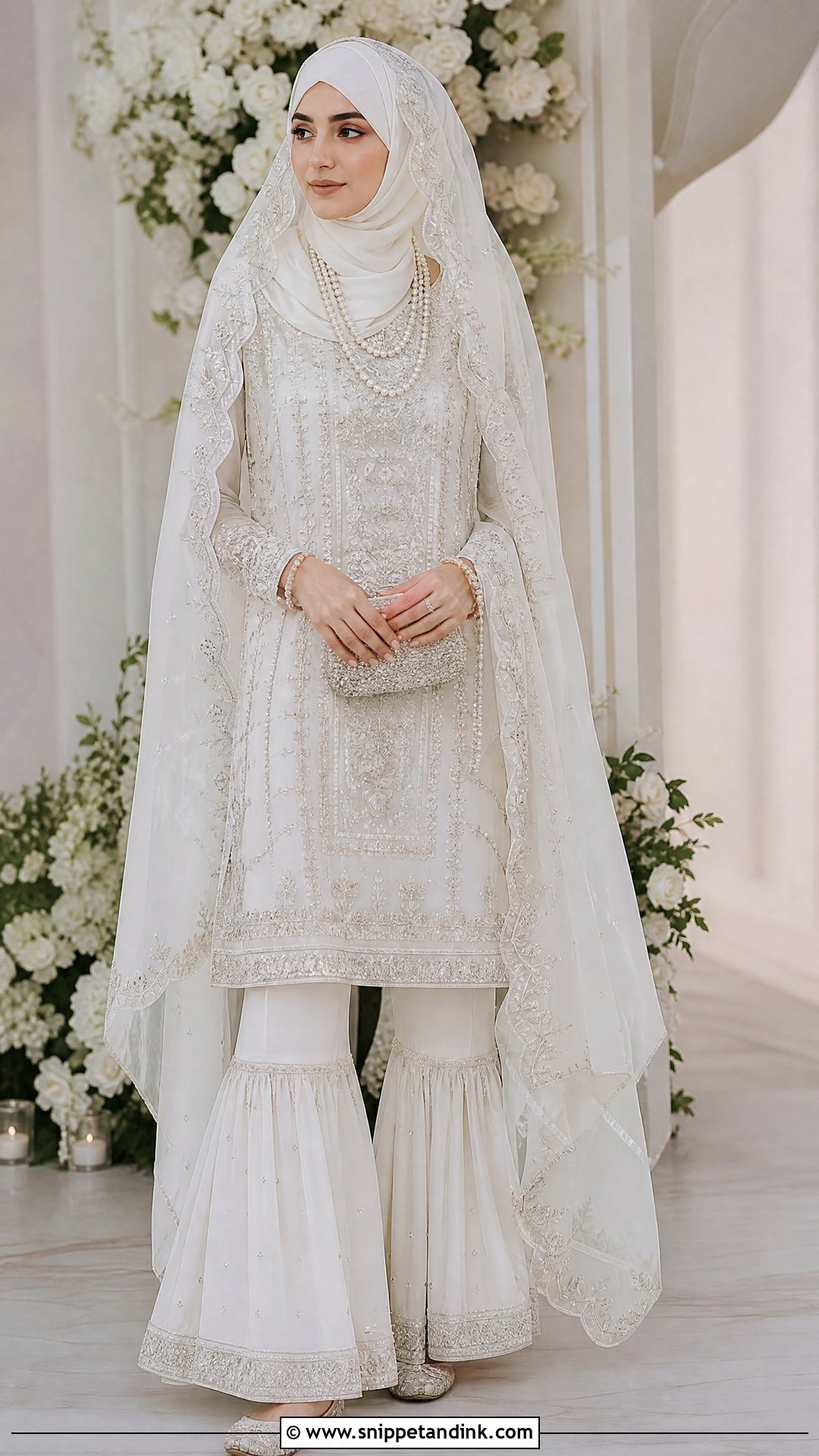 White Gharara Hijabi Pakistani Bride - Snippet and Ink - 20 Hijabi Pakistani Bride Ideas