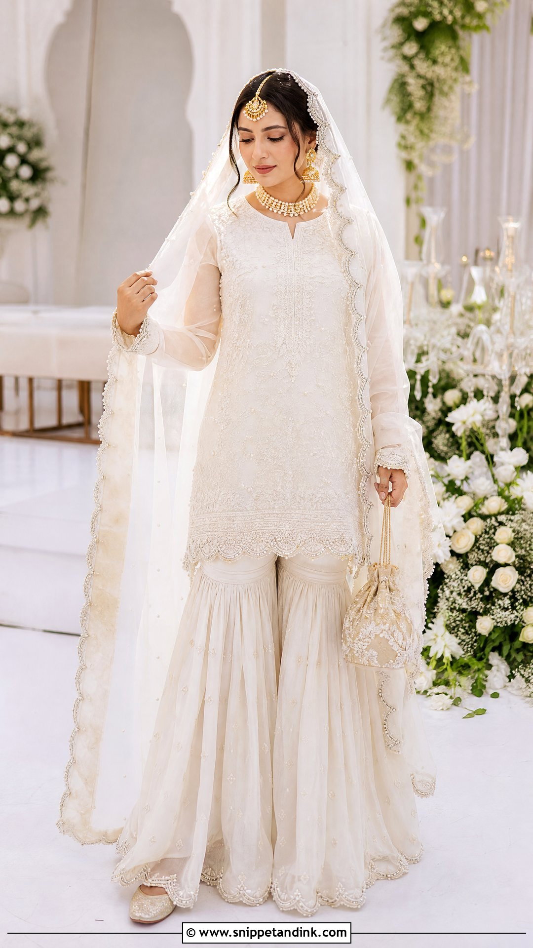White Gharara Nikah Dress - Snippet and Ink - 20 White Nikah Dress Pakistani Bridal Ideas