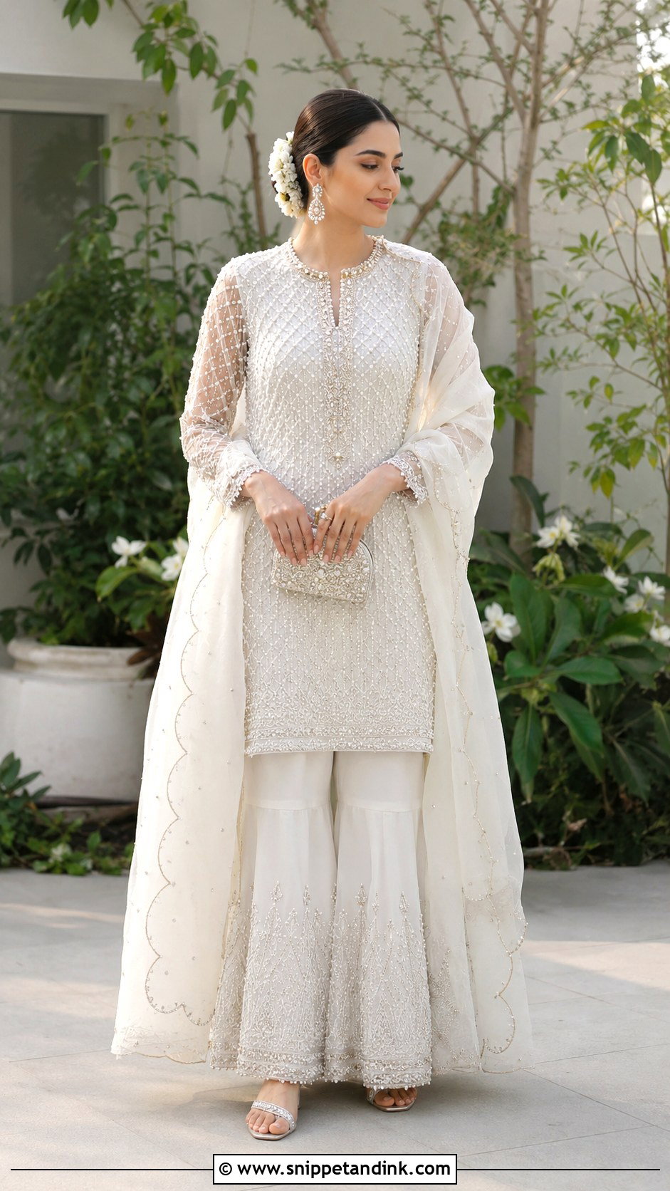 White Gharara Nikkah Dress - Snippet and Ink - 20 Dresses for Nikkah