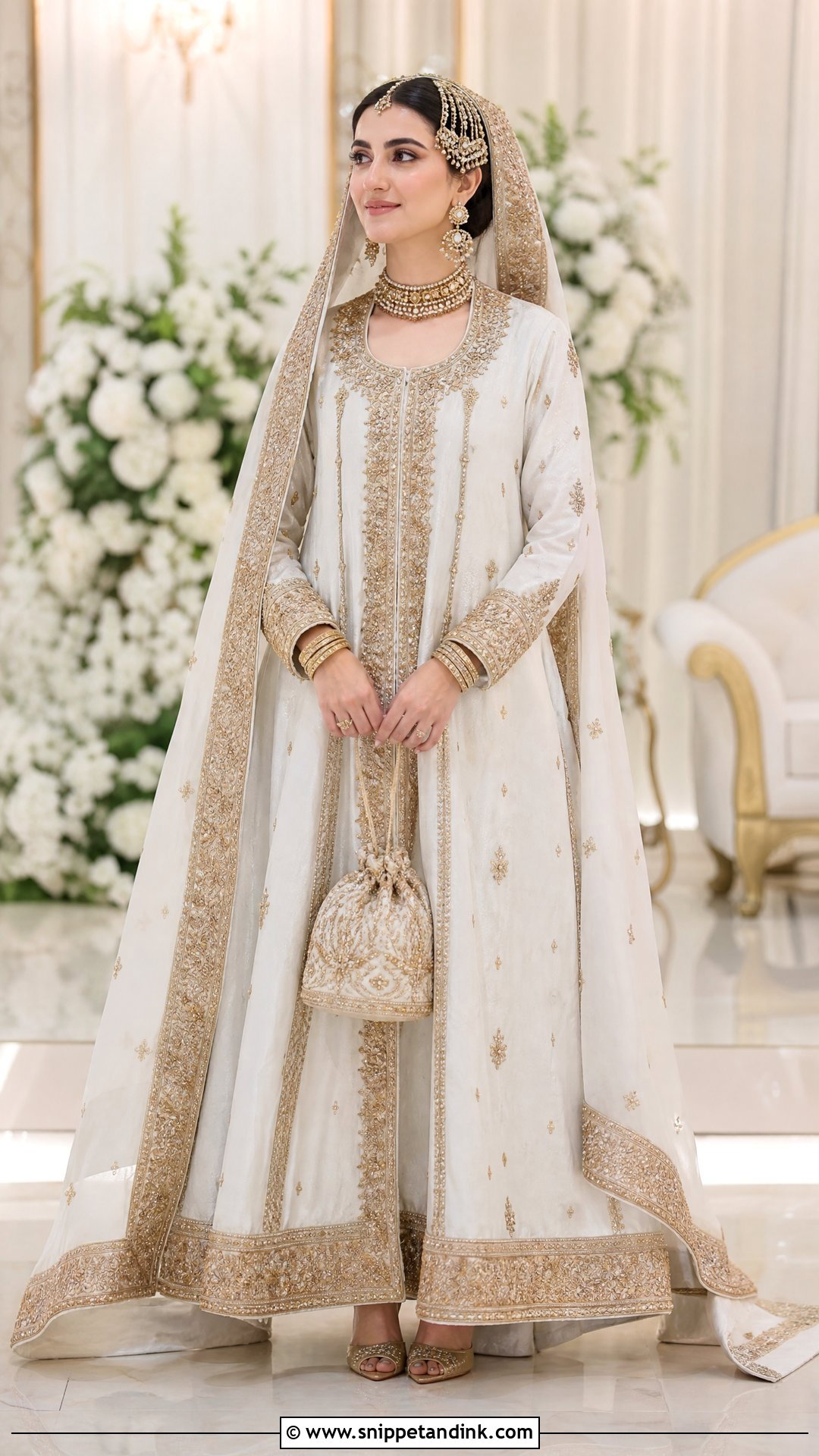 White Gold Zardozi Nikah Dress - Snippet and Ink - 20 White Nikah Dress Pakistani Bridal Ideas