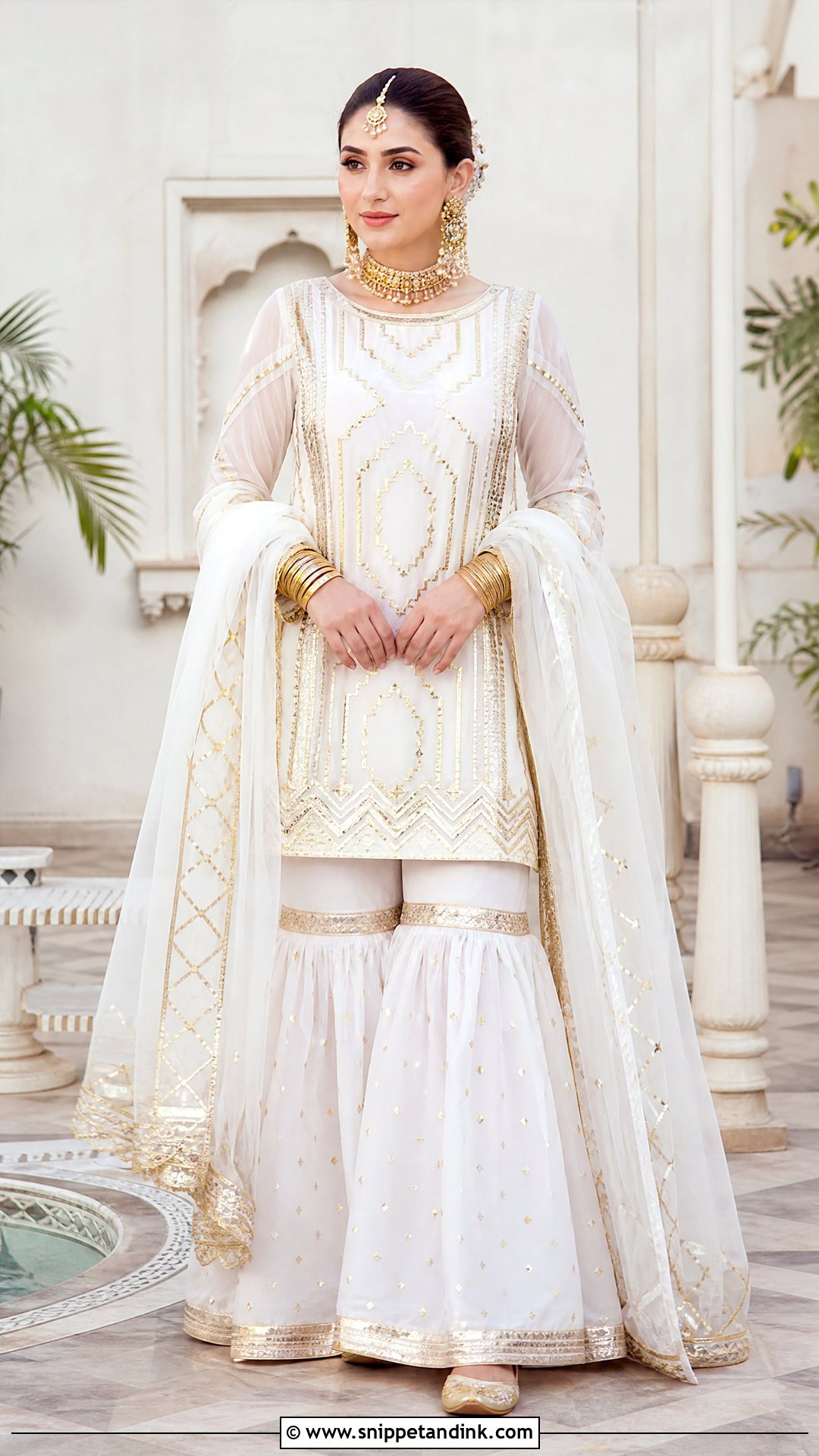 White Gota Patti Garara Bridal Dress - Snippet and Ink - 20 White Garara Dress Pakistani Bridal Ideas