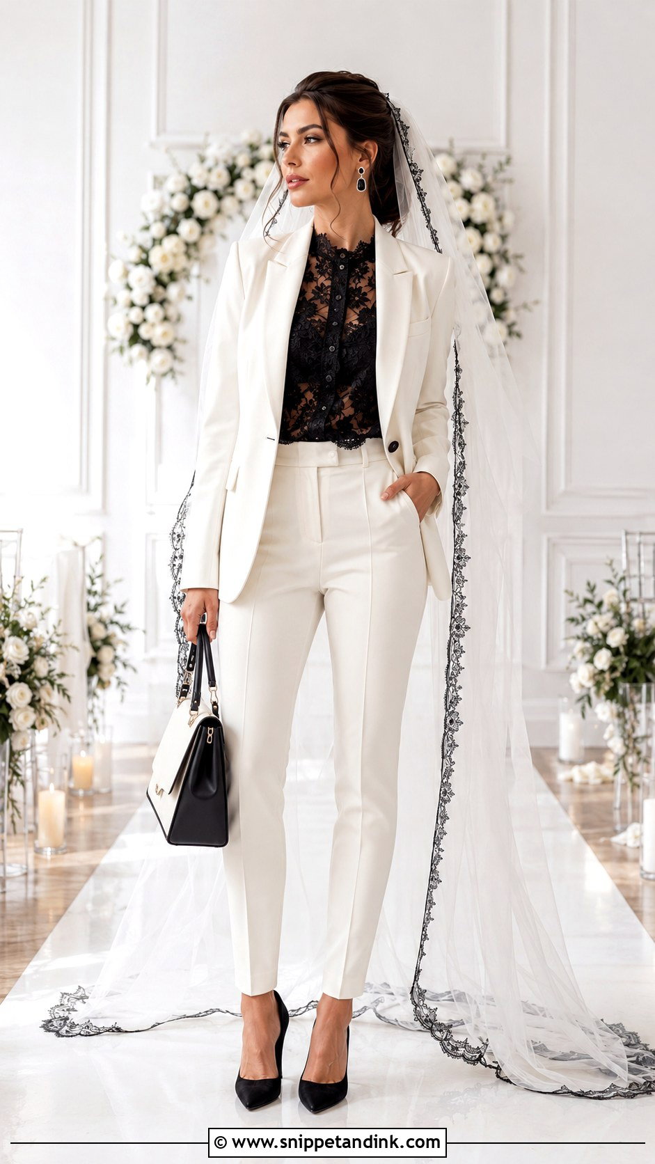 White Goth Wedding Suit With Black Lace - Snippet and Ink - 20 Goth Wedding Suit Ideas