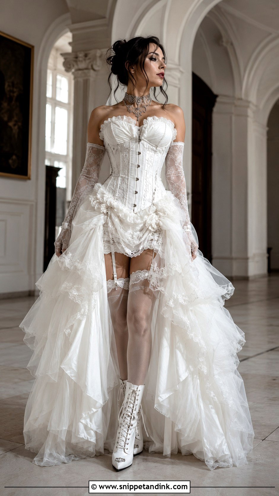 White Gothic Ball Gown Wedding Dress - Snippet and Ink - 25 Gothic White Wedding Dress Ideas