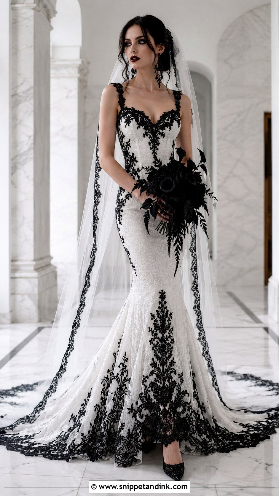 White Gothic Black Lace Wedding Dress - Snippet and Ink - 25 Gothic White Wedding Dress Ideas