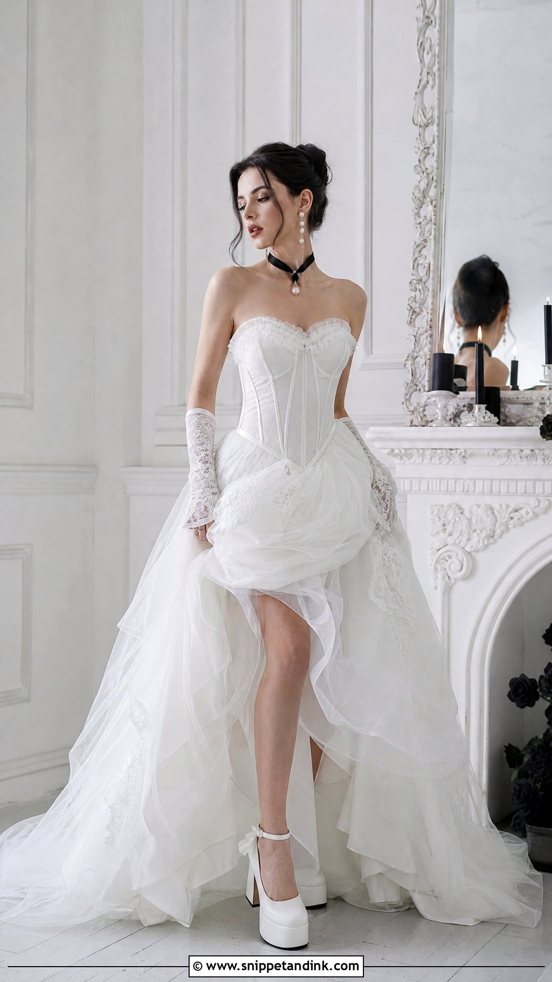 White Gothic Corset Wedding Dress - Snippet and Ink - 25 White Goth Wedding Dress Ideas