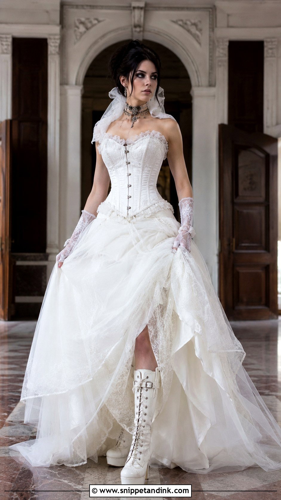 White Gothic Corset Wedding Dress - Snippet and Ink - 25 Gothic White Wedding Dress Ideas