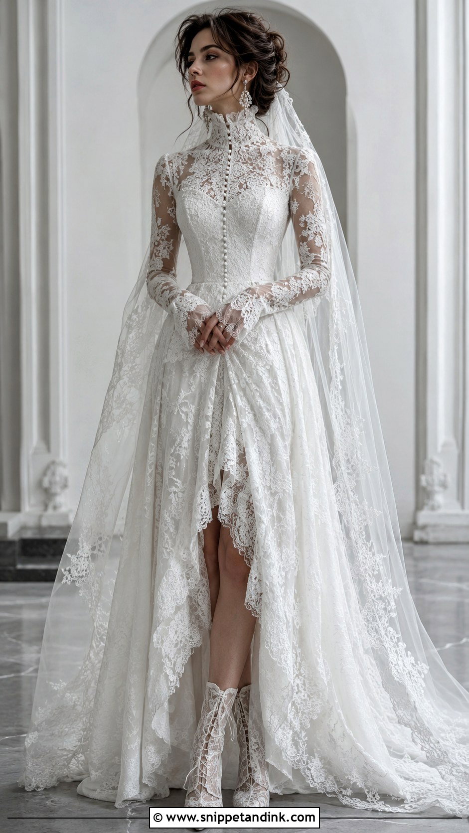 White Gothic High Neck Wedding Dress - Snippet and Ink - 25 Gothic White Wedding Dress Ideas