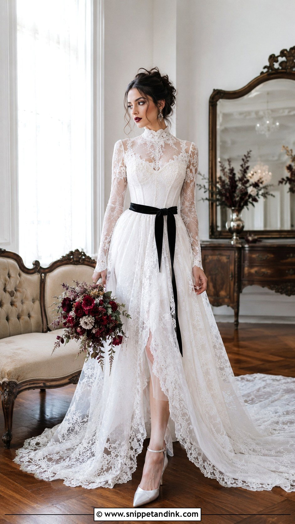 White Gothic Lace Wedding Dress - Snippet and Ink - 25 Vintage Gothic Wedding Dress Ideas