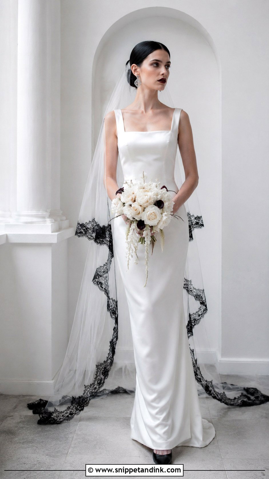 White Gothic Minimalist Wedding Dress - Snippet and Ink - 25 Gothic White Wedding Dress Ideas