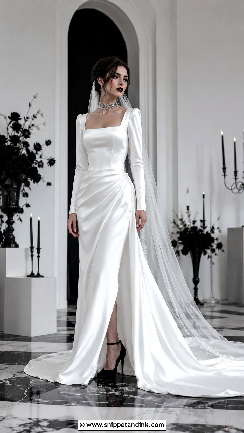 White Gothic Satin Wedding Dress - Snippet and Ink - 25 Gothic White Wedding Dress Ideas