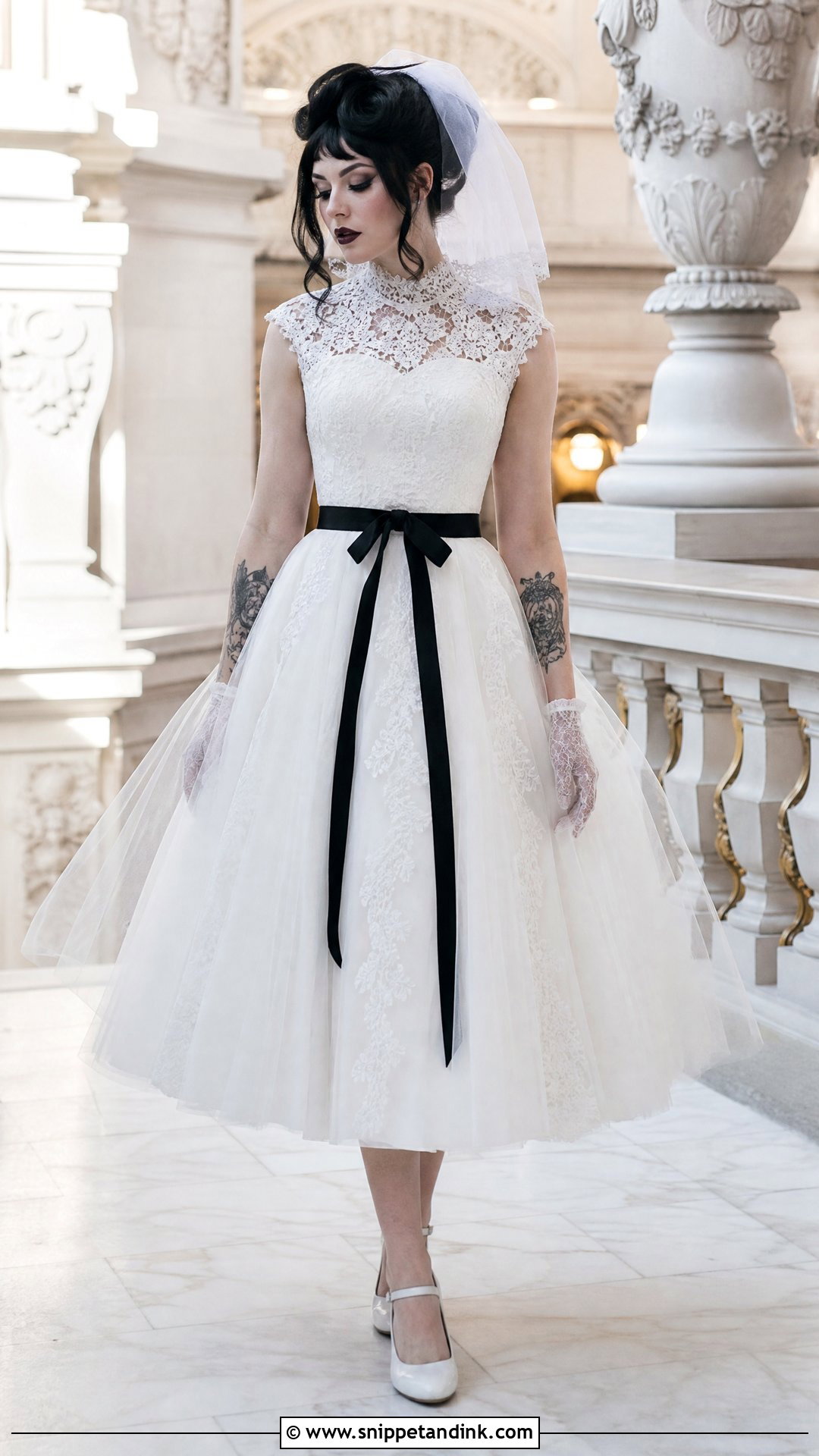 White Gothic Tea Length Wedding Dress - Snippet and Ink - 25 White Goth Wedding Dress Ideas