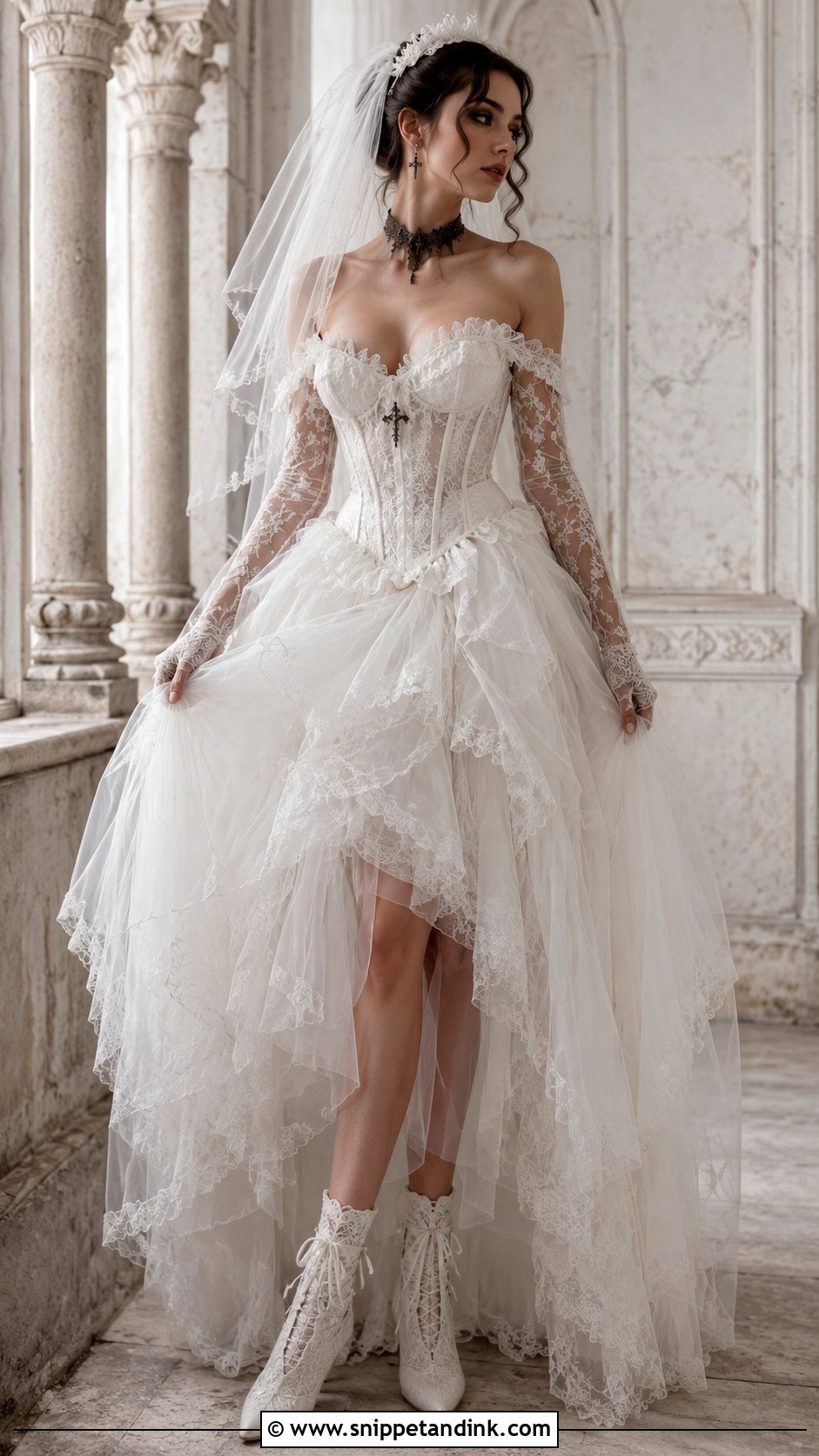 White Gothic Tulle Wedding Dress - Snippet and Ink - 25 Gothic White Wedding Dress Ideas