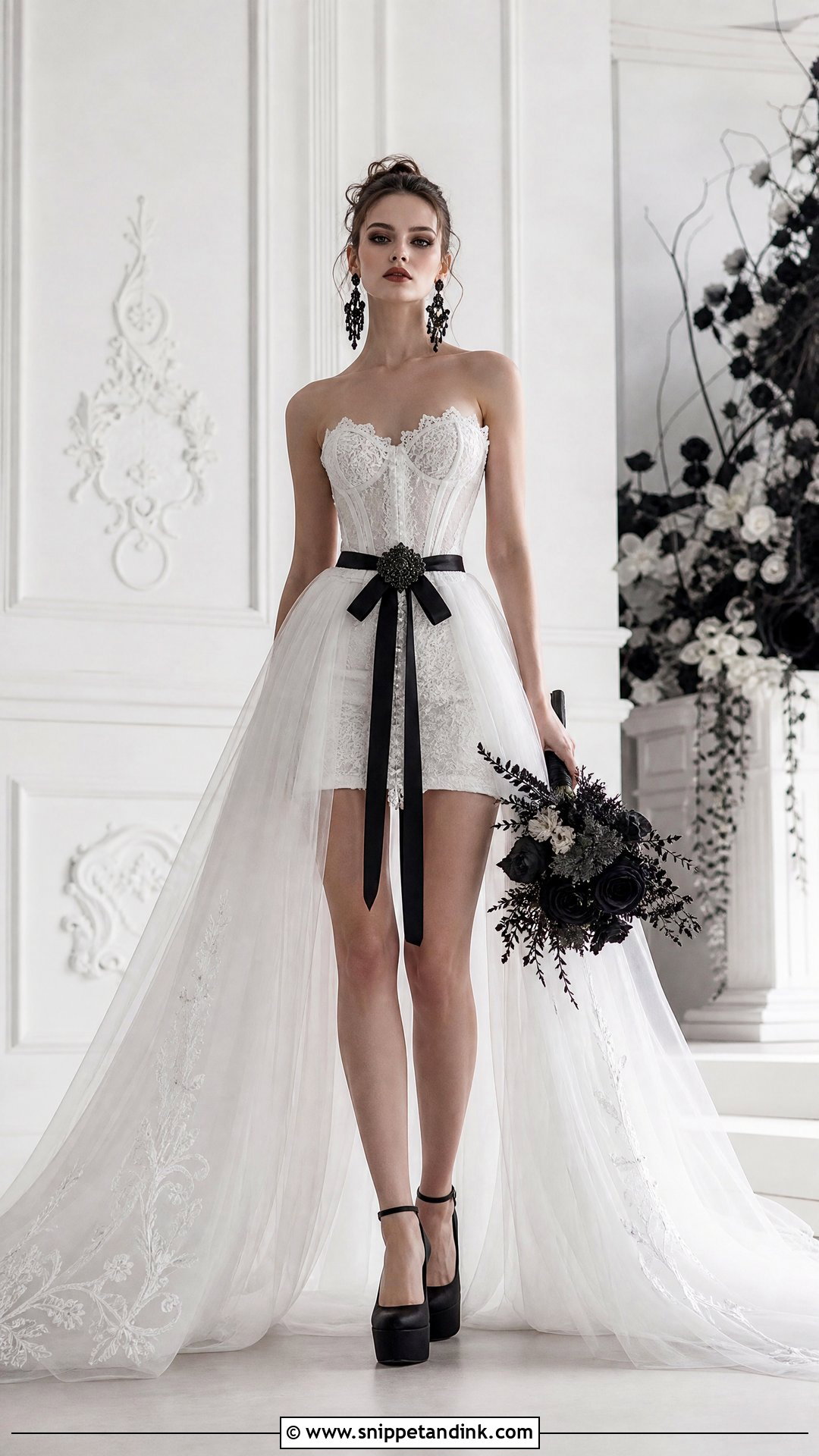 White Gothic Wedding Dress With Detachable Skirt - Snippet and Ink - 25 White Goth Wedding Dress Ideas