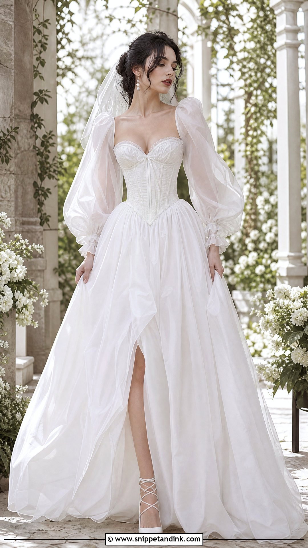 White Gothic Wedding Dress With Puff Sleeves - Snippet and Ink - 25 White Goth Wedding Dress Ideas