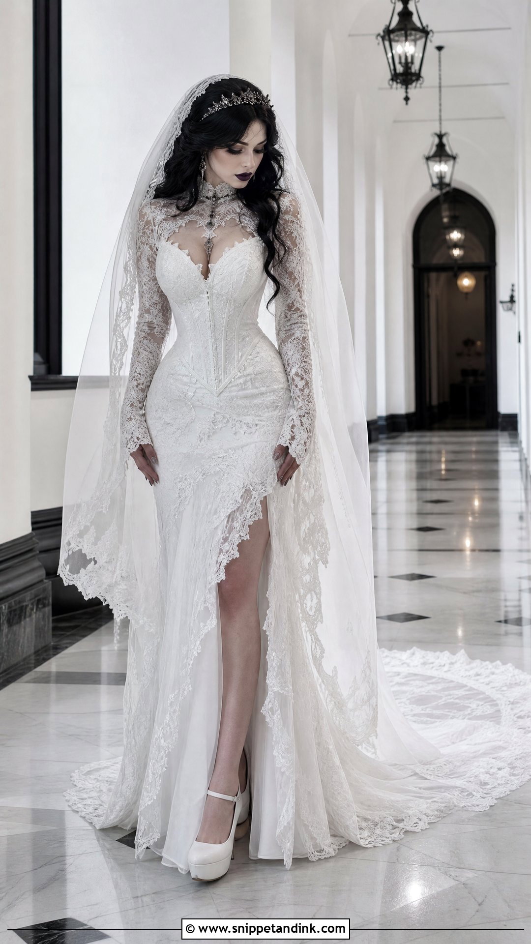 White Gothic Wedding Dress With Train - Snippet and Ink - 25 White Goth Wedding Dress Ideas