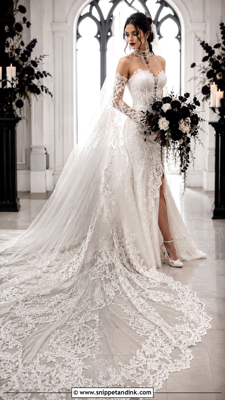 White Gothic Wedding Dress With Train - Snippet and Ink - 25 Gothic White Wedding Dress Ideas