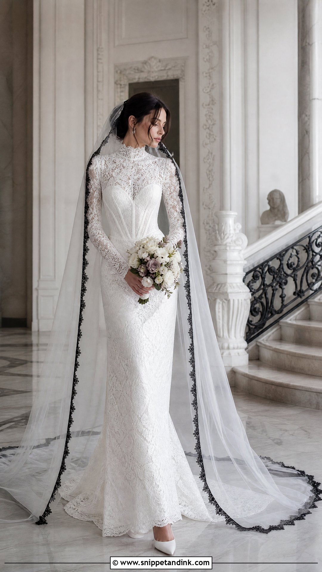 White Gothic Wedding Dress With Veil - Snippet and Ink - 25 White Goth Wedding Dress Ideas