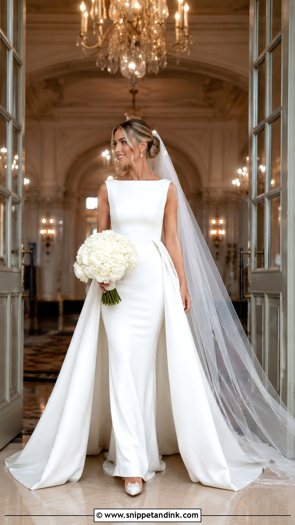 White Gown With Detachable Overskirt - Snippet and Ink - 20 Bride White Gown Ideas