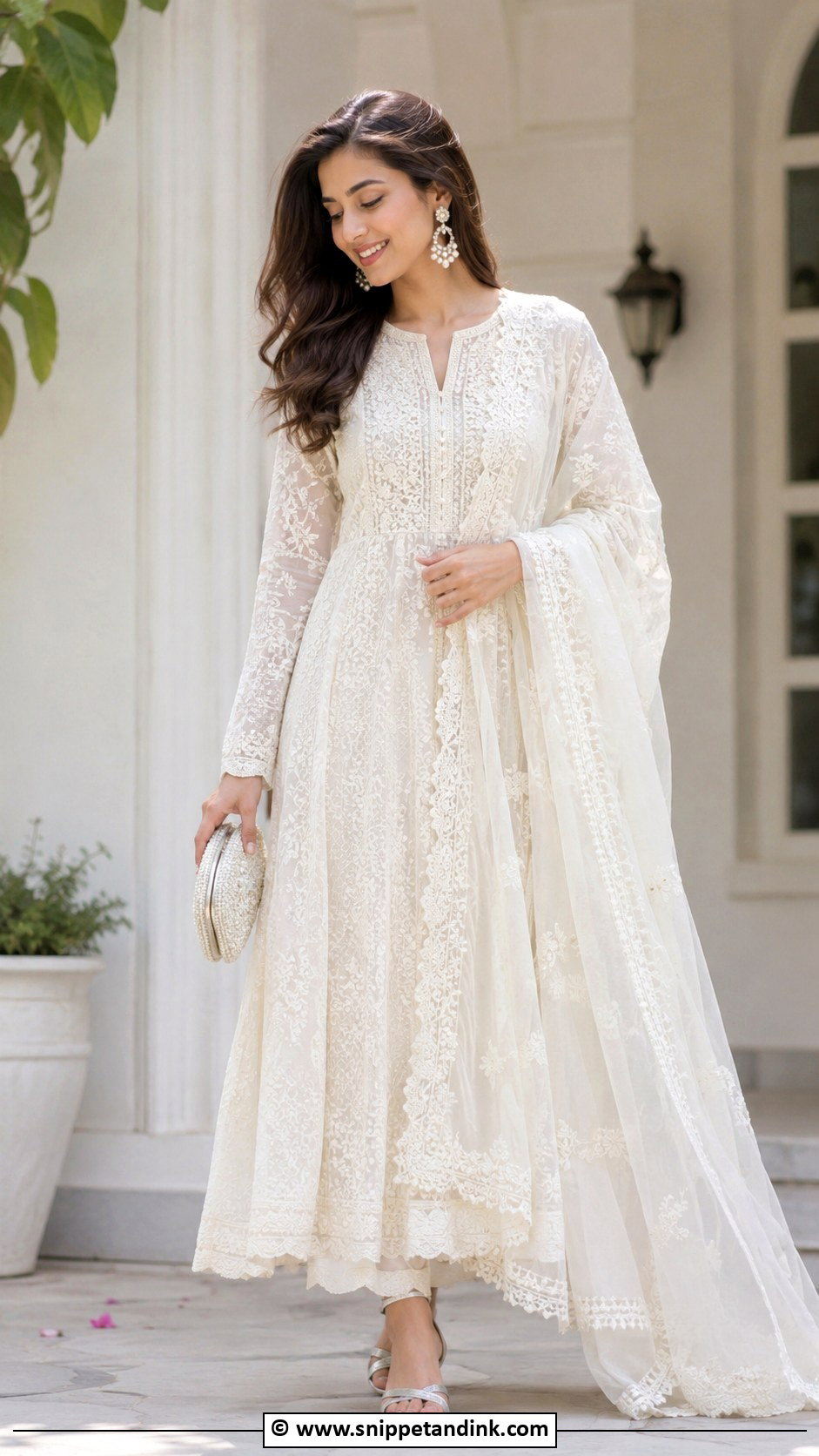 White Gown With Dupatta - Snippet and Ink - 30 Gown with Dupatta Ideas