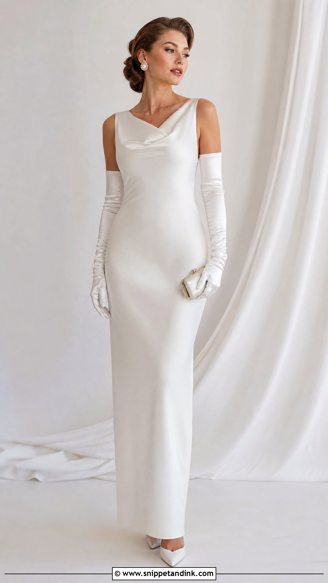White Gown With Gloves Outfit - Snippet and Ink - 25 White Gown Styles