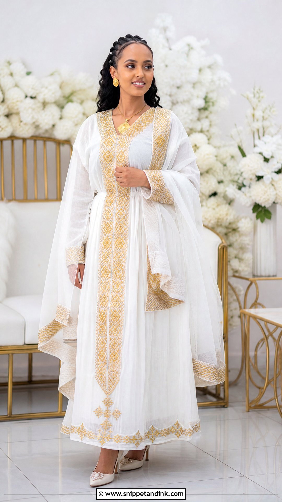 White Habesha Kemis Wedding Dress - Snippet and Ink - 25 Ethiopian Wedding Dress Ideas