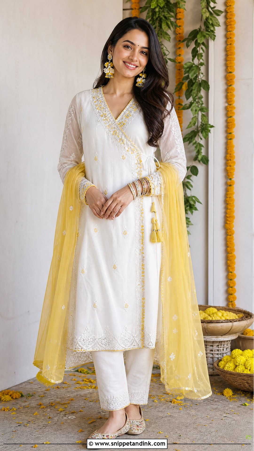 White Haldi Angarkha Set - Snippet and Ink - 20 White Haldi Outfit Ideas