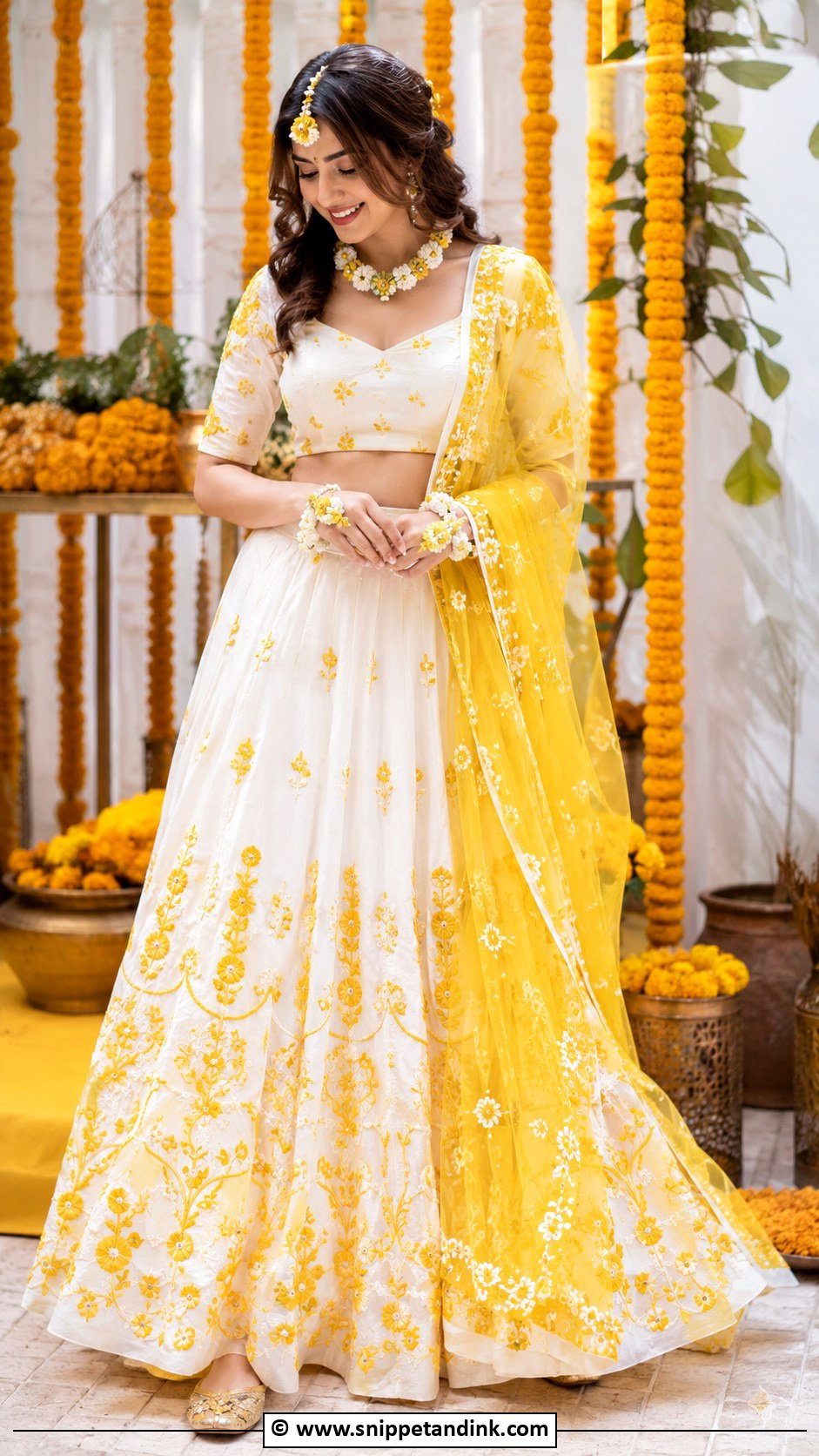 White Haldi Lehenga - Snippet and Ink - 30 Haldi Dress Ideas for Bride