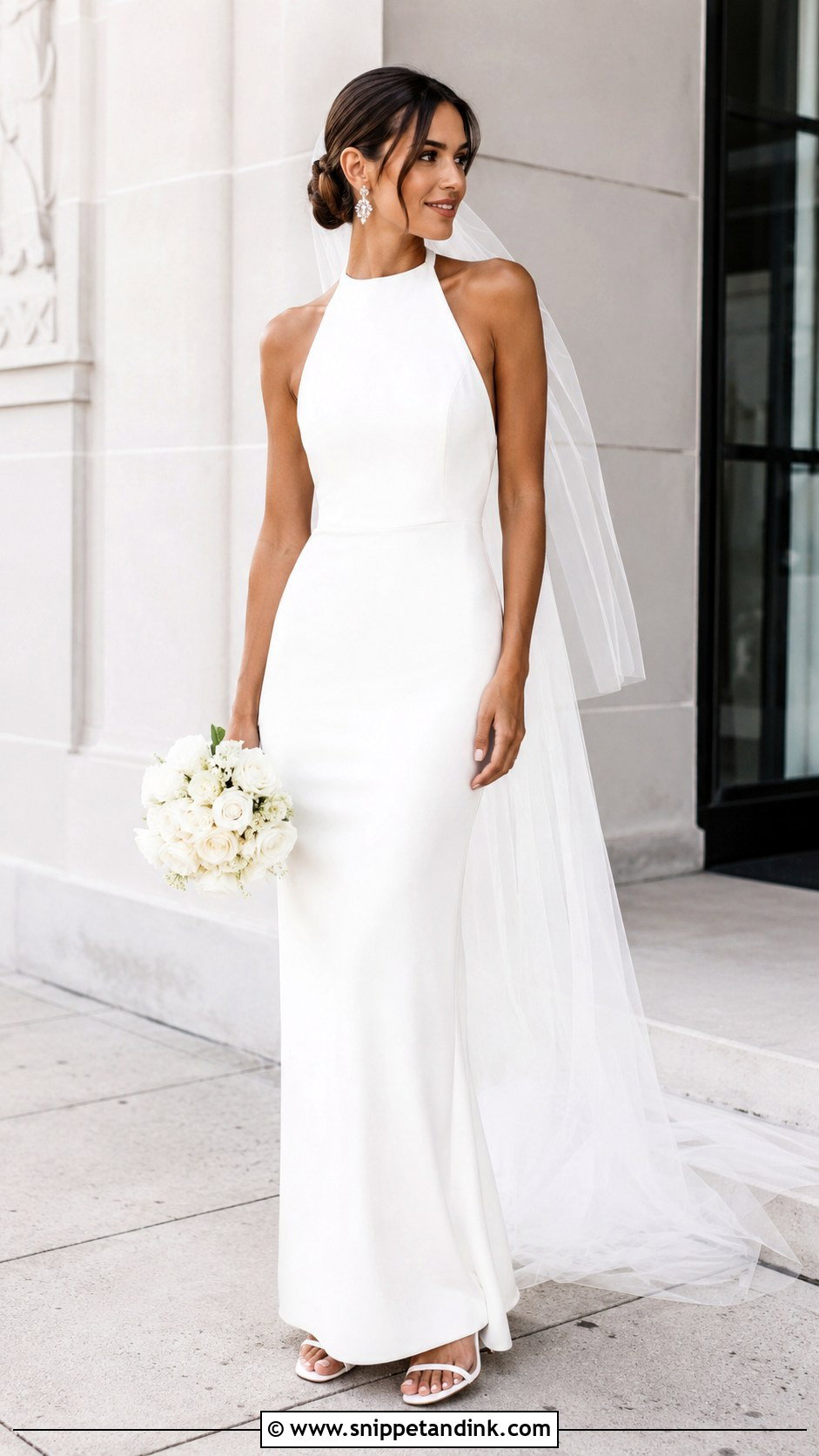 White Halter Bridal Gown - Snippet and Ink - 25 White Bridal Gown Ideas