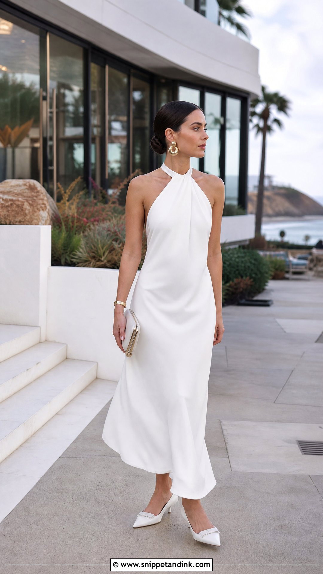 White Halter Elopement Dress - Snippet and Ink - 20 White Elopement Dress Ideas
