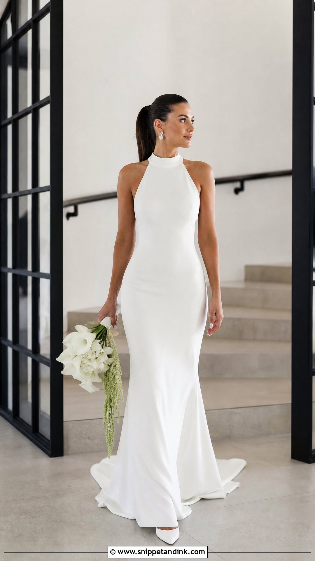 White Halter Neck Bridal Dress - Snippet and Ink - 25 White Bridal Dress Ideas