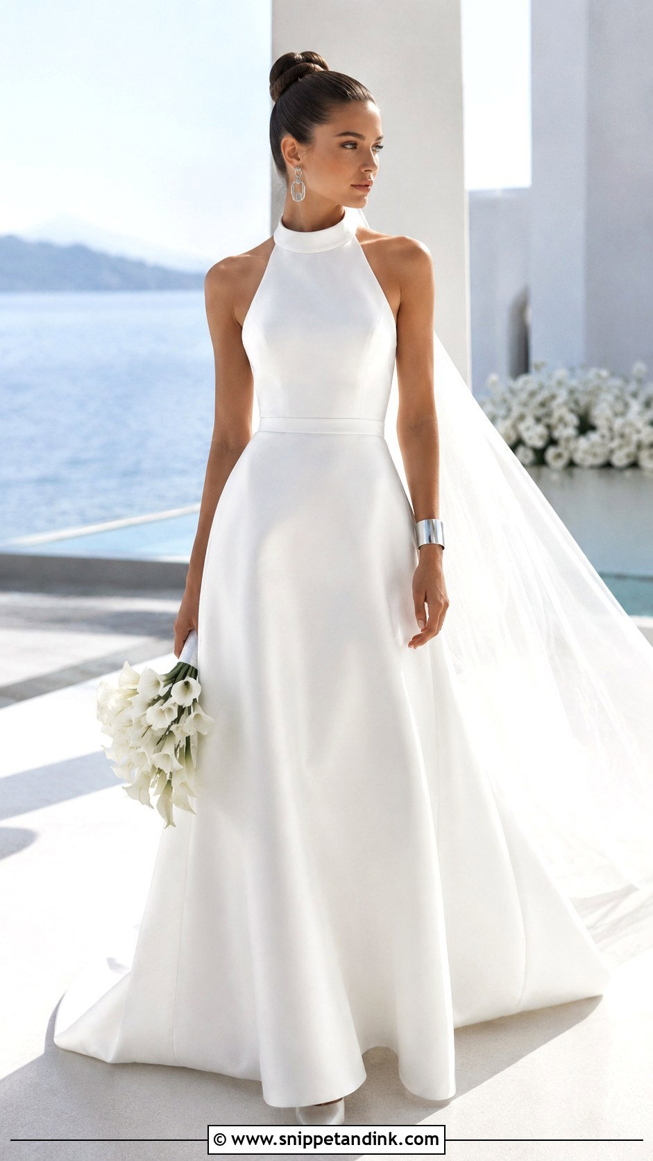 White Halter Neck Bridal Gown - Snippet and Ink - 20 Bride White Gown Ideas