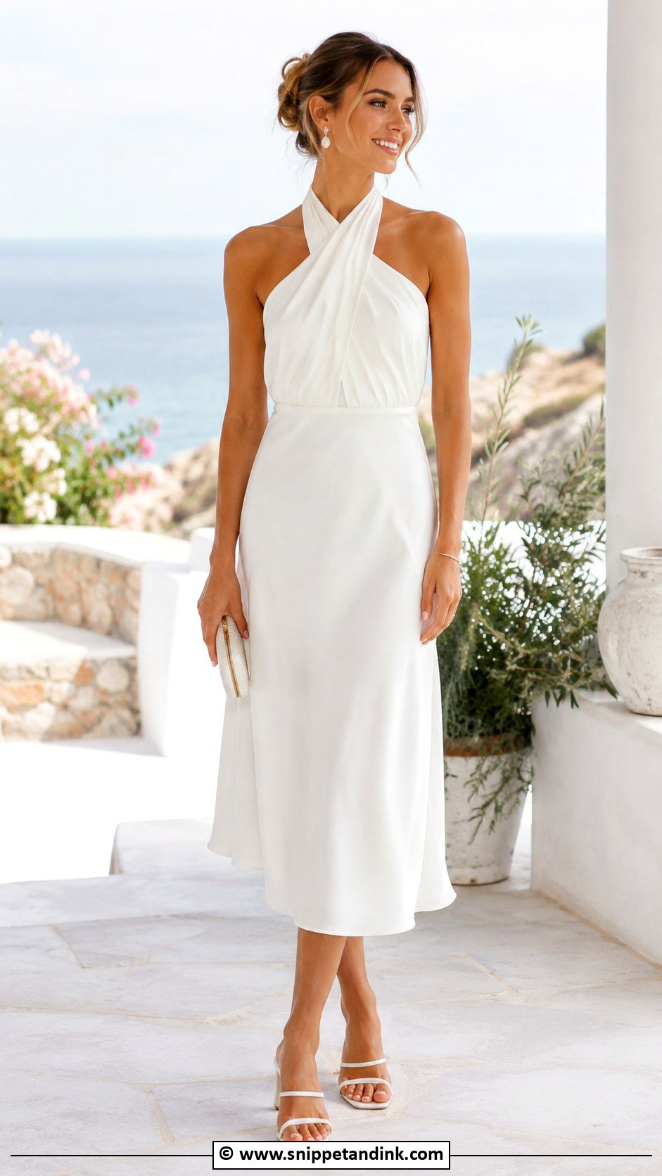 White Halter Neck Dress Outfit - Snippet and Ink - 25 Bride Party Dress Ideas