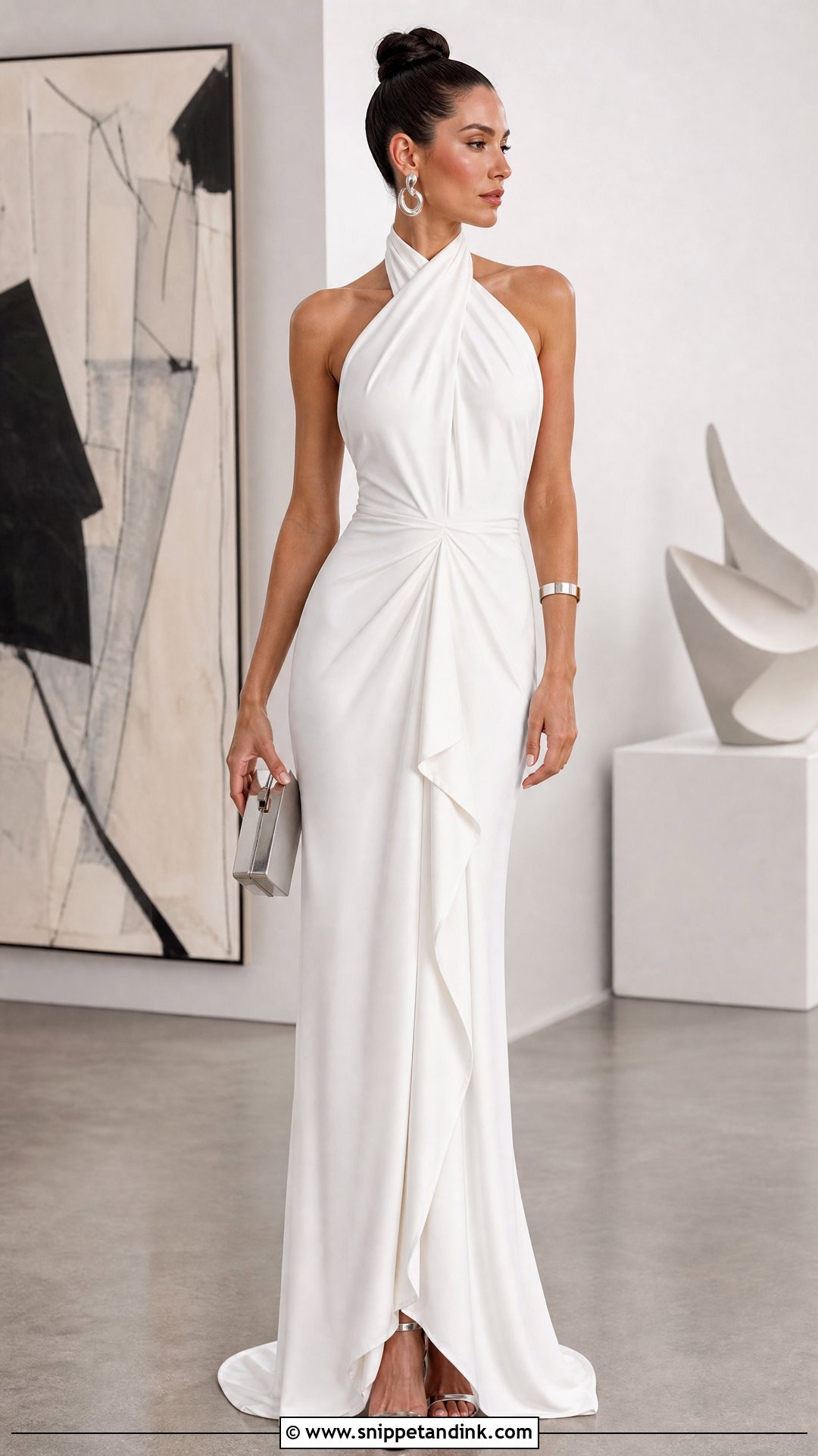 White Halter Neck Gown - Snippet and Ink - 20 Simple Elegant White Gowns