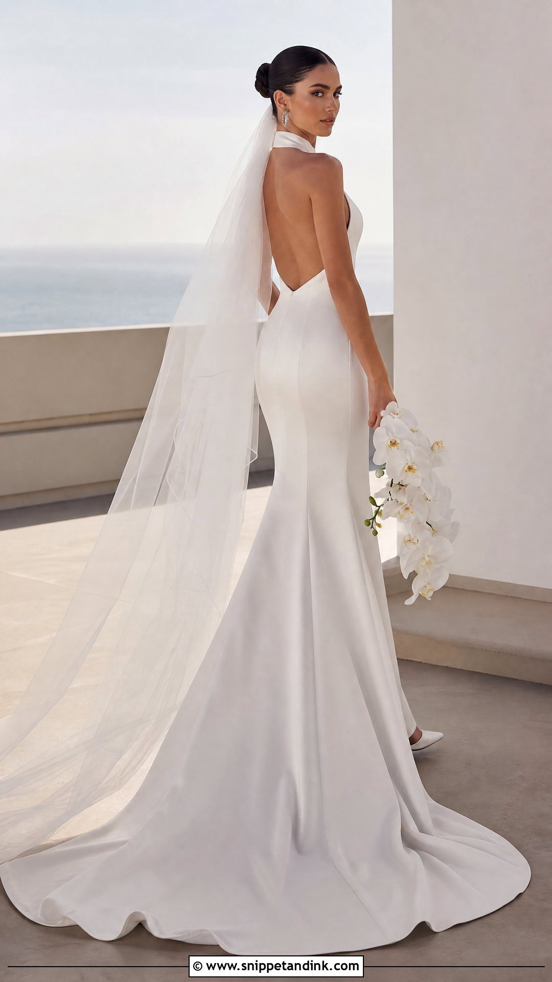 White Halter Neck Mermaid Wedding Dress - Snippet and Ink - 20 White Mermaid Wedding Dress Ideas