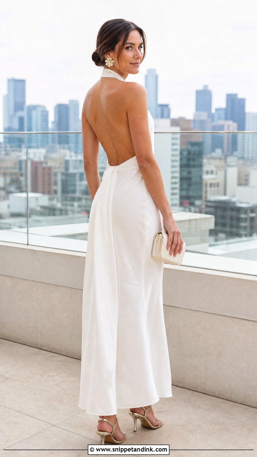 White Halter Neck Rehearsal Dinner Dress - Snippet and Ink - 20 Bride Rehearsal Dinner Dress Ideas