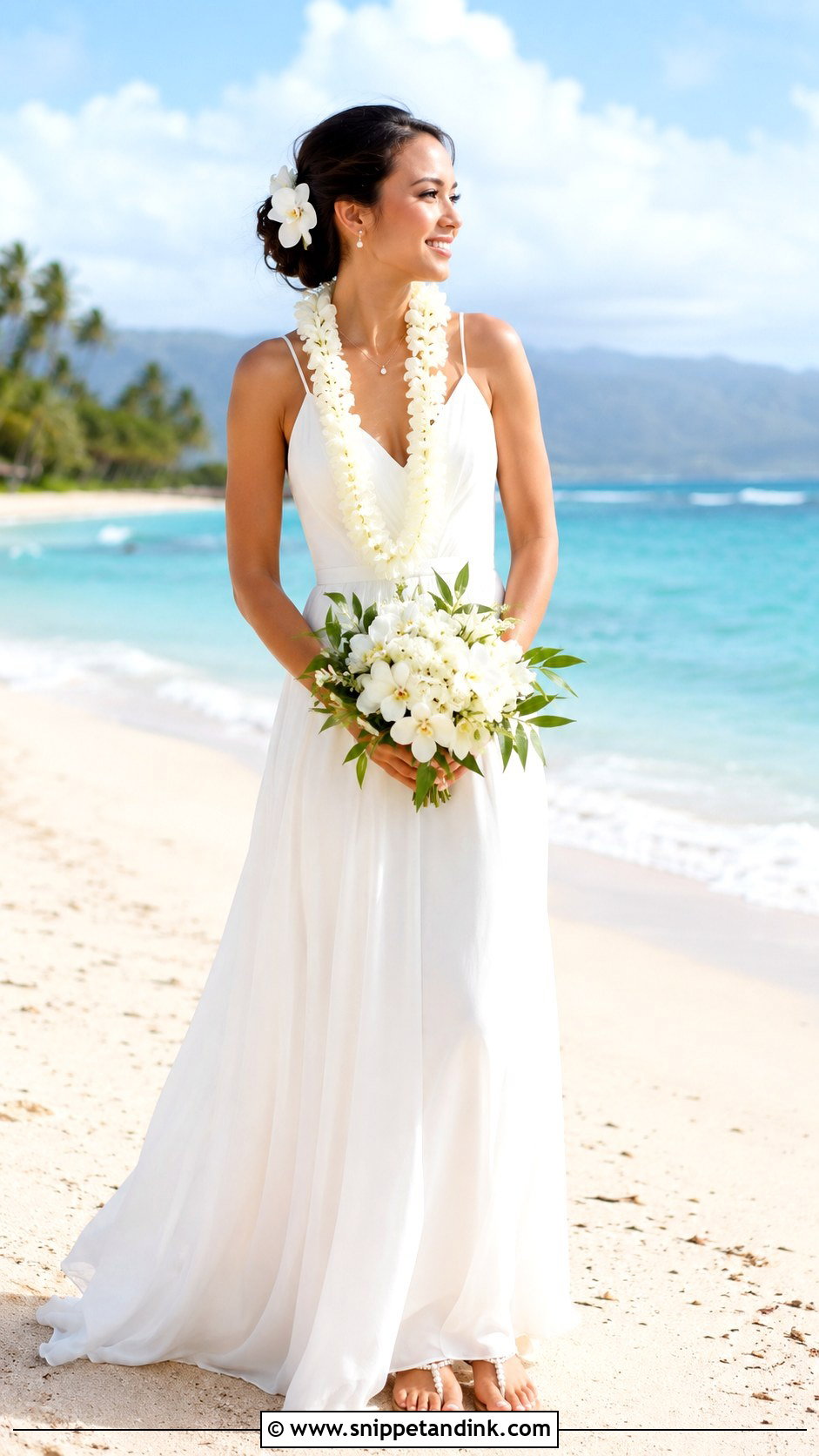 White Hawaiian Beach Wedding Dress - Snippet and Ink - 25 Hawaiian Wedding Dress Ideas