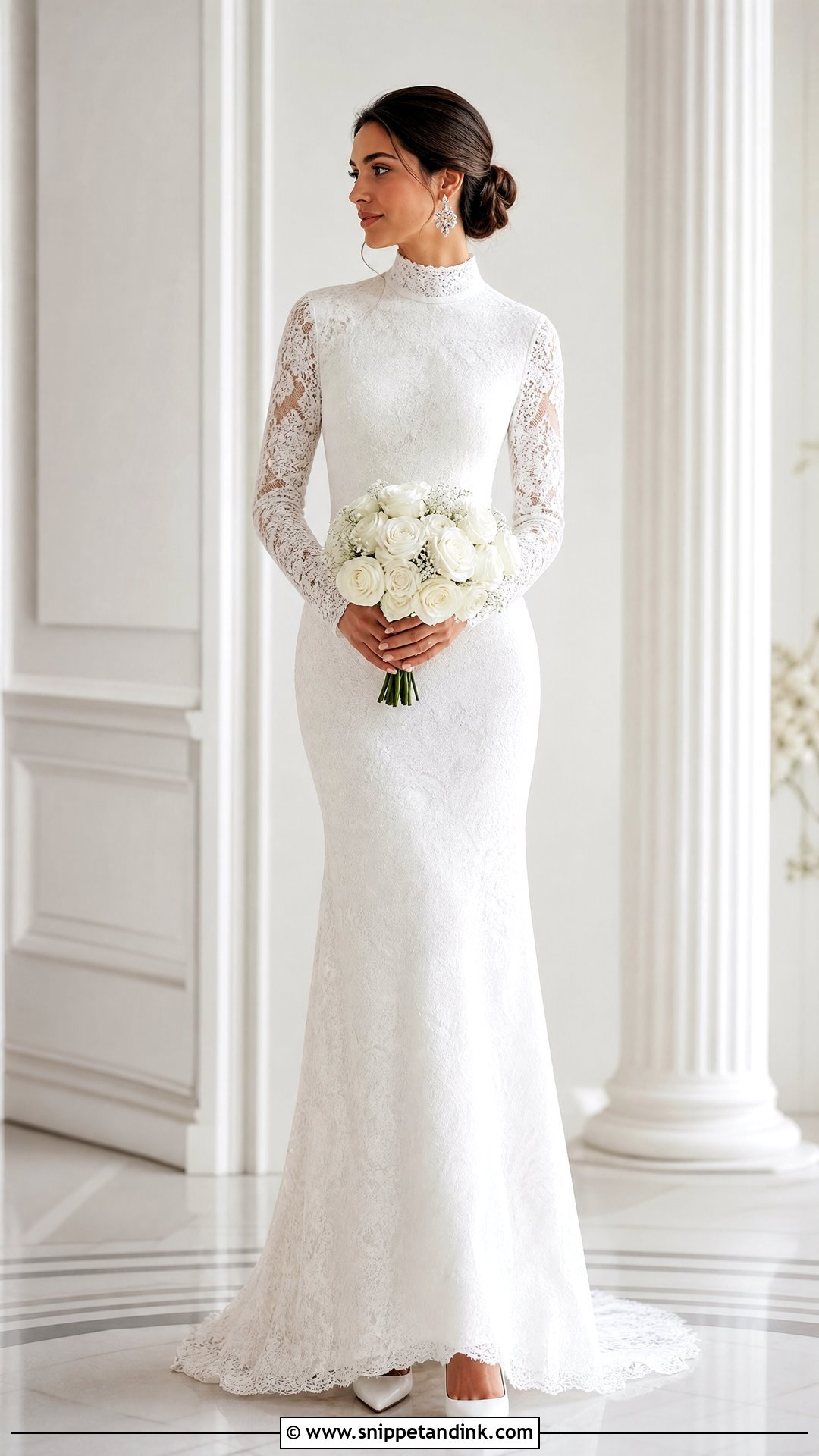 White High Neck Bridal Dress - Snippet and Ink - 25 White Bridal Dress Ideas