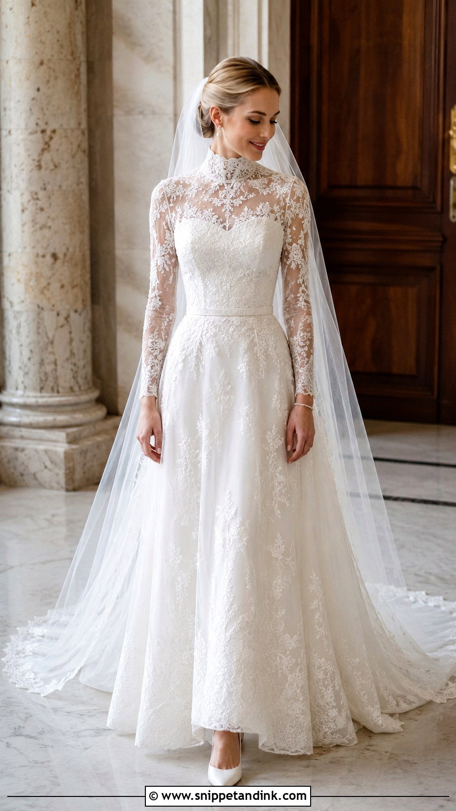White High Neck Bridal Gown - Snippet and Ink - 20 Bride White Gown Ideas