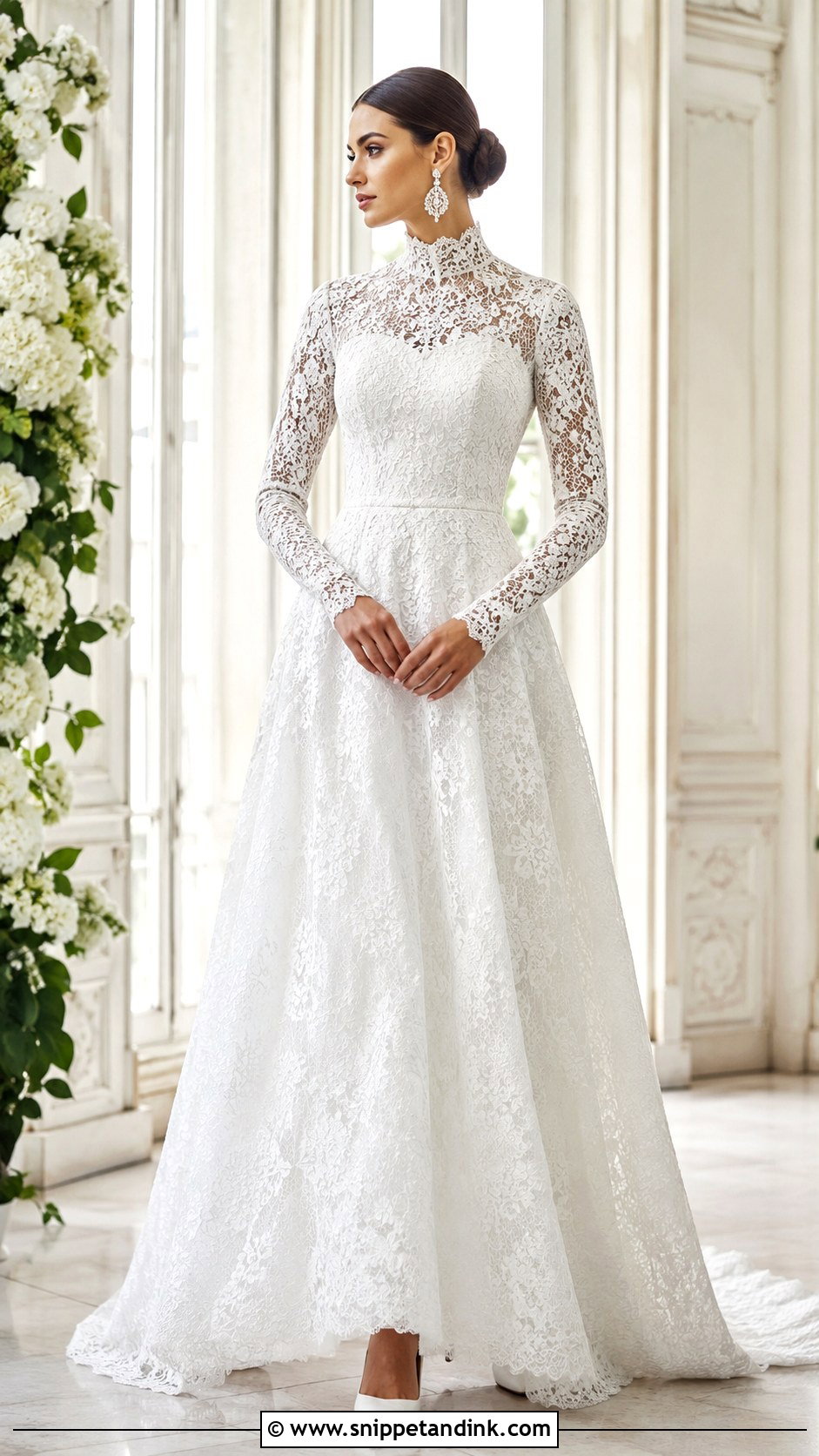 White High Neck Bridal Gown - Snippet and Ink - 25 White Bridal Gown Ideas
