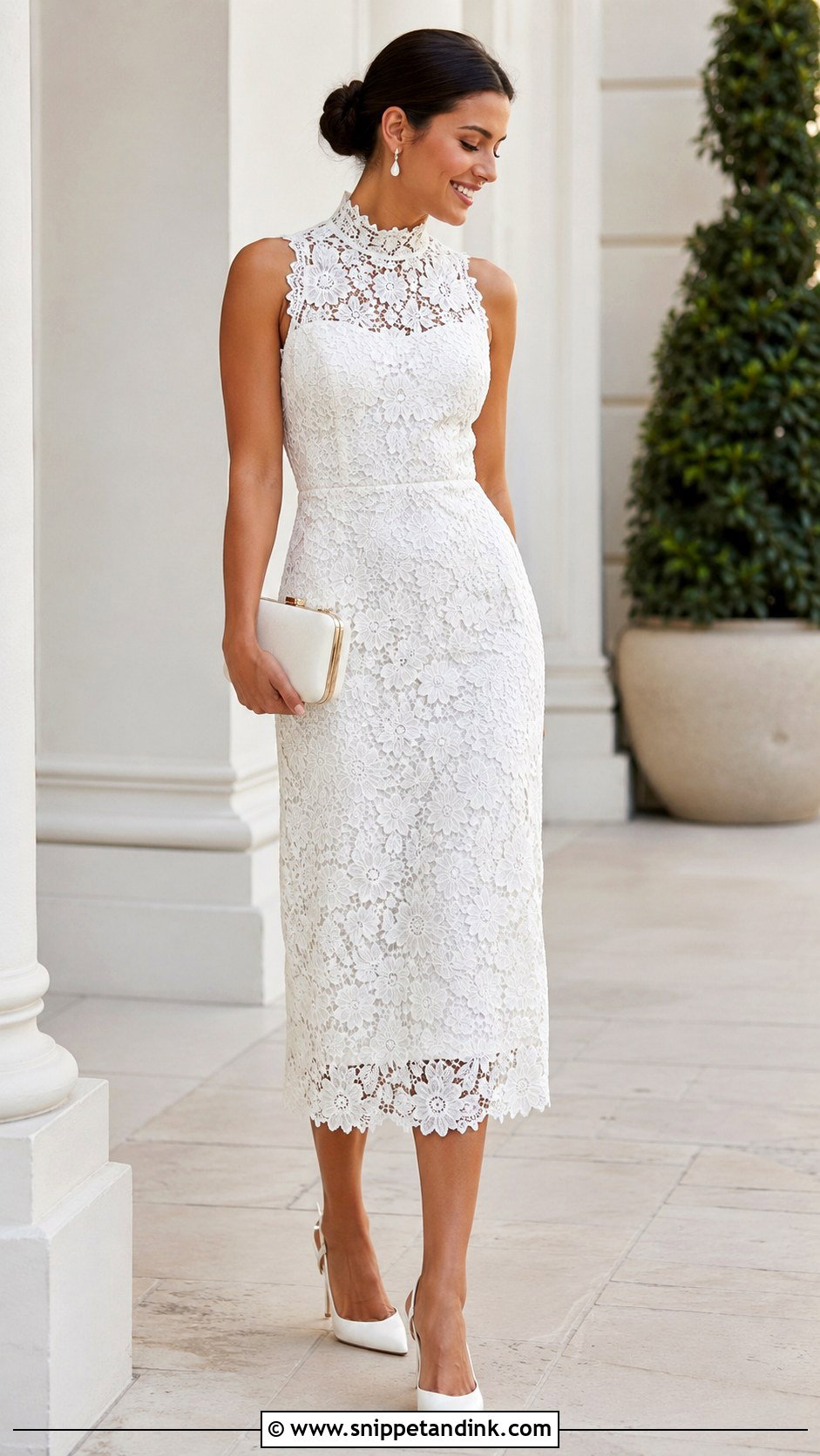 White High Neck Bride to Be Dress - Snippet and Ink - 20 Bride to Be Dresses
