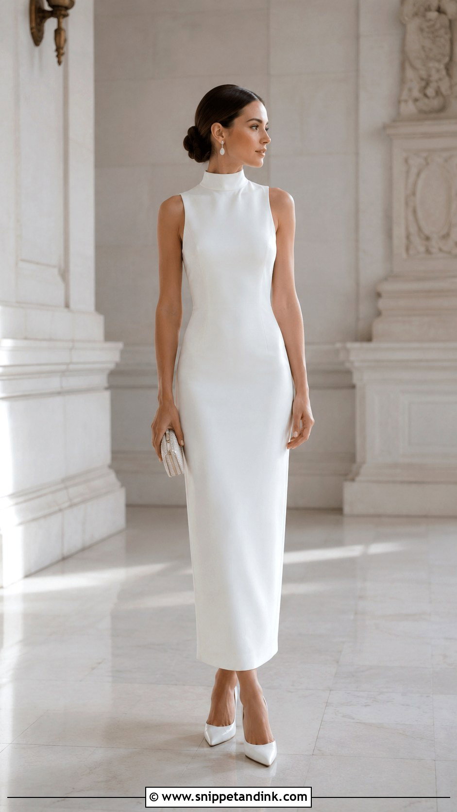 White High Neck City Hall Wedding Dress - Snippet and Ink - 25 City Hall Wedding Dress Civil Ceremony Ideas