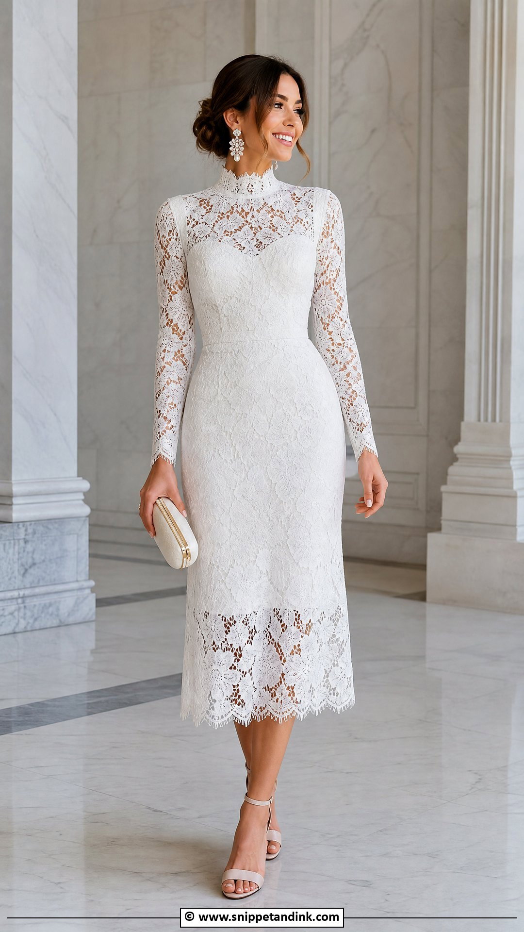 White High Neck Civil Wedding Dress - Snippet and Ink - 35 Civil Wedding Dresses